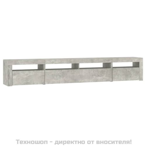 ТВ шкаф с LED осветление, бетонно сив, 240x35x40 см