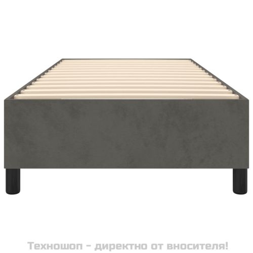 Рамка за легло с пружини, тъмносива, 100x200 см, кадифе