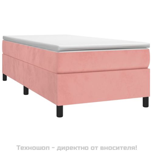 Рамка за легло с пружини, розова, 90x200 см, кадифе
