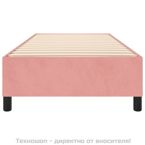 Рамка за легло с пружини, розова, 90x200 см, кадифе