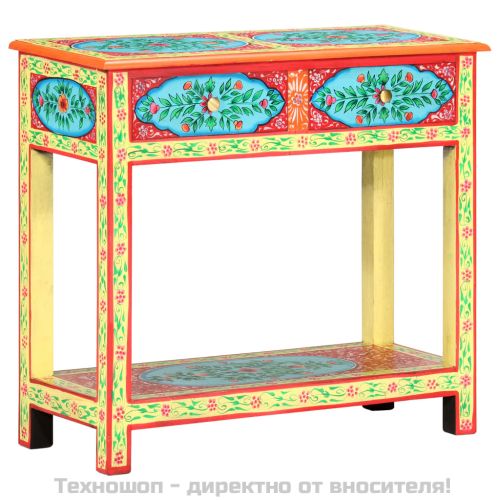 Ръчно рисувана конзолна маса, 80x35x75 cм, мангово дърво масив