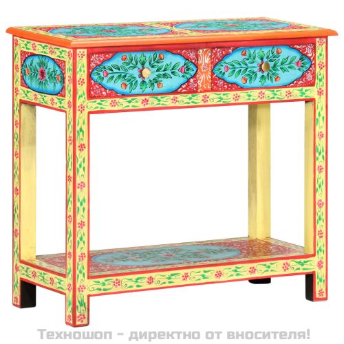 Ръчно рисувана конзолна маса, 80x35x75 cм, мангово дърво масив