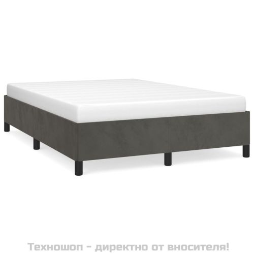 Рамка за легло без матрак, тъмносива, 140x200 см, кадифе