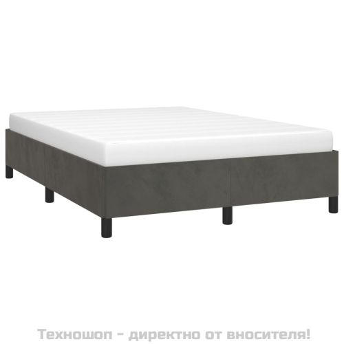 Рамка за легло без матрак, тъмносива, 140x200 см, кадифе