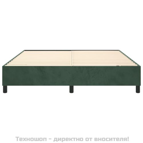 Рамка за легло с пружини, тъмнозелена, 180x200 см, кадифе