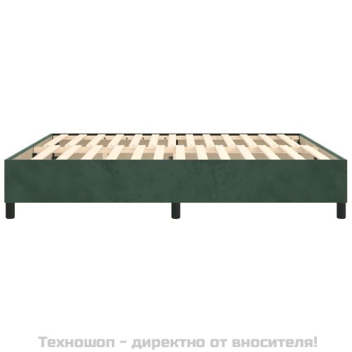 Рамка за легло с пружини, тъмнозелена, 180x200 см, кадифе