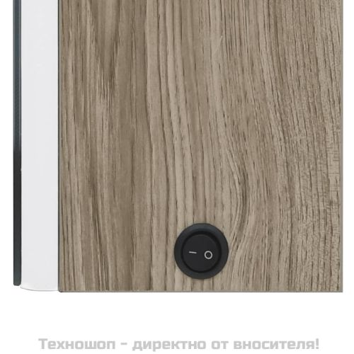 LED шкаф с огледало за баня, бяло и цвят дъб, 62x14x60 см