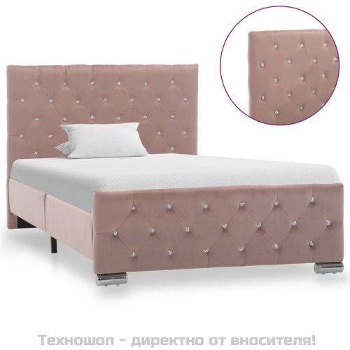 Рамка за легло, розова, кадифе, 100x200 см