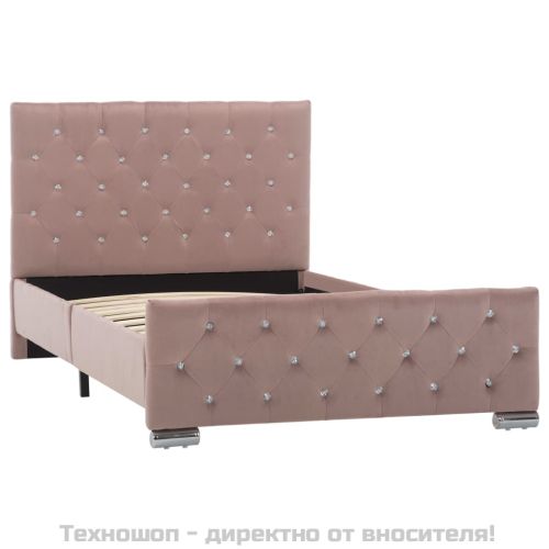 Рамка за легло, розова, кадифе, 100x200 см