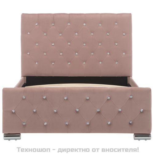 Рамка за легло, розова, кадифе, 100x200 см