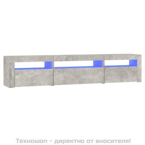 ТВ шкаф с LED осветление, бетонно сив, 195x35x40 см