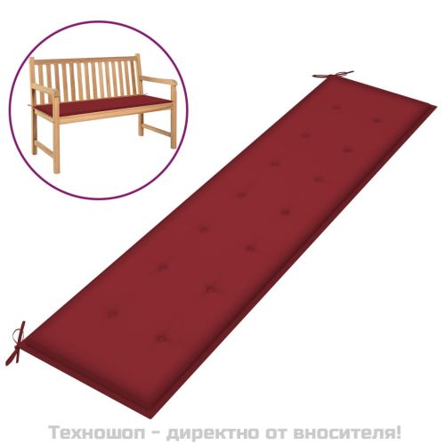 Възглавница за пейка виненочервена 200x50x4 см оксфорд плат