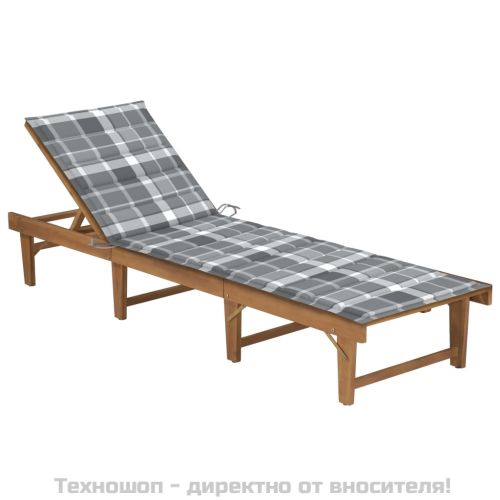 Сгъваем шезлонг с шалте, акациево дърво масив