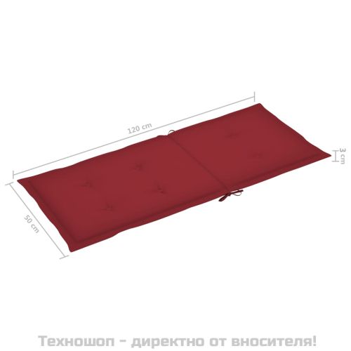 Възглавници за стол 4 бр виненочервени 120x50x3 см плат
