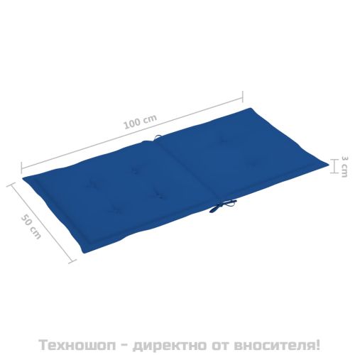 Възглавници за стол 4 бр кралско сини 100x50x3 см Оксфорд плат