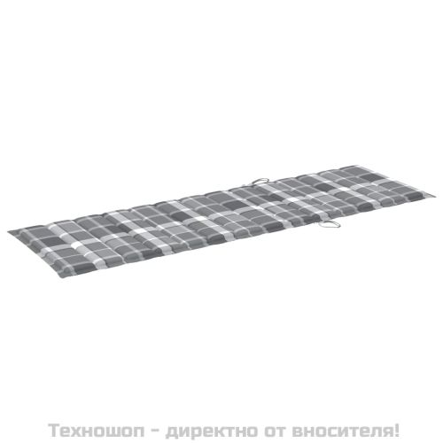 Шалте за шезлонг, сиво каре, 200x60x3 см, Оксфорд плат