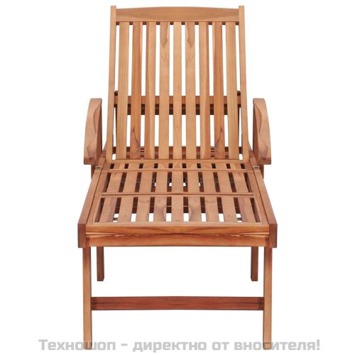 Шезлонг с кралско синьо шалте, тиково дърво масив