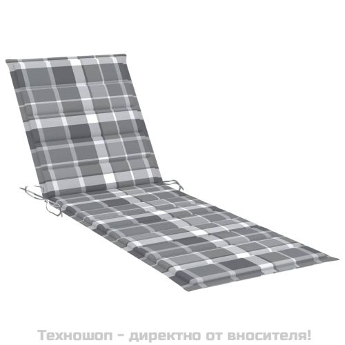 Градински шезлонг с шалте, сив, акациево дърво масив