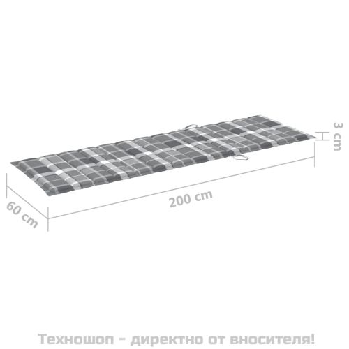 Градински шезлонг с шалте, сив, акациево дърво масив