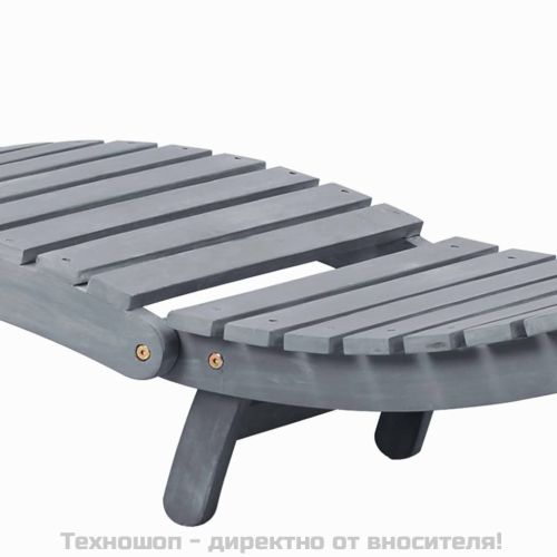 Шезлонг с възглавница, сив, масивно акациево дърво