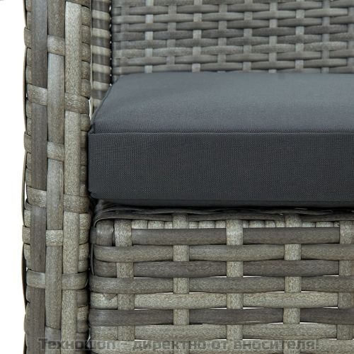 Градински стол с възглавница, полиратан, сив