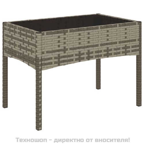 Градински лаундж комплект с възглавници 4 части сив полиратан