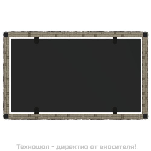 Градински лаундж комплект с възглавници 4 части сив полиратан