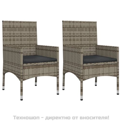 Градински лаундж комплект с възглавници 4 части сив полиратан