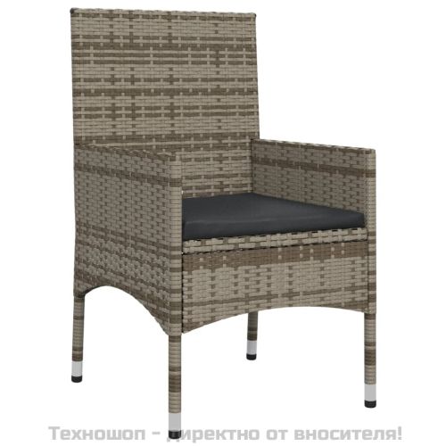 Градински лаундж комплект с възглавници 4 части сив полиратан