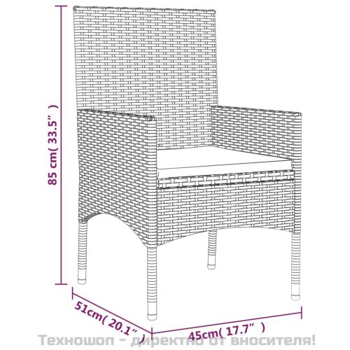 Градински лаундж комплект с възглавници 4 части сив полиратан