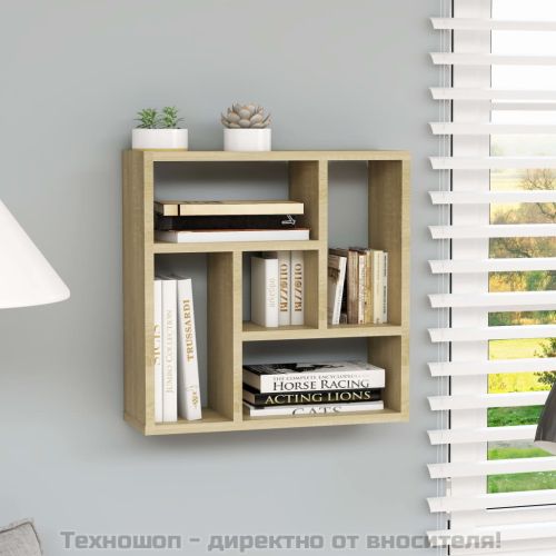 Стенен рафт, дъб сонома, 45,1x16x45,1 см, инженерно дърво