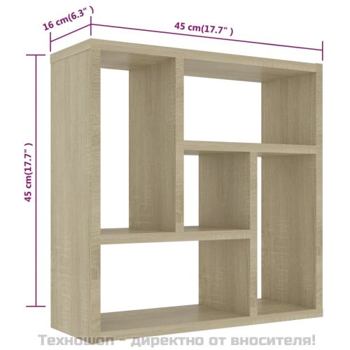 Стенен рафт, дъб сонома, 45x16x45 см, инженерно дърво