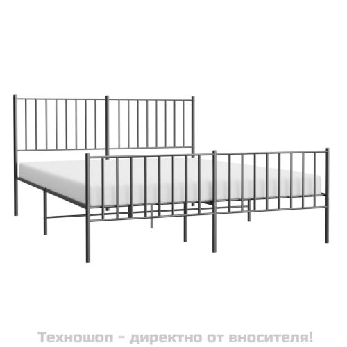Метална рамка за легло с горна и долна табла, черна, 140x190 см