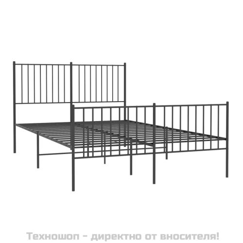 Метална рамка за легло с горна и долна табла, черна, 140x190 см