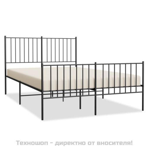 Метална рамка за легло с горна и долна табла, черна, 120x190 см