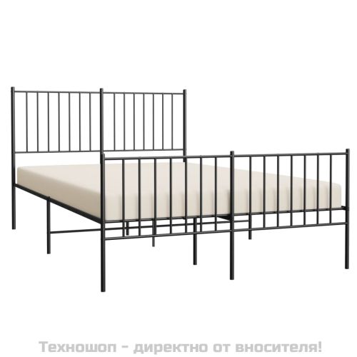 Метална рамка за легло с горна и долна табла, черна, 120x190 см