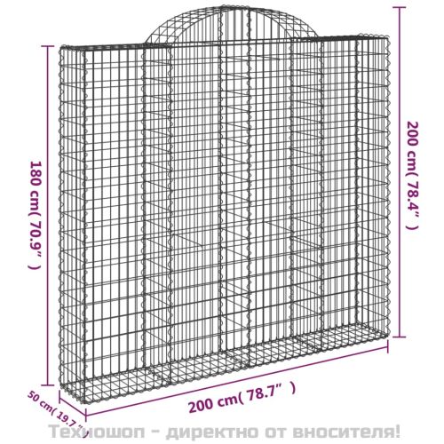 Габионни кошници арка 9 бр 200x50x180/200 см поцинковано желязо