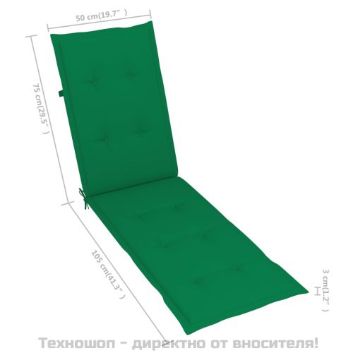 Градински шезлонг подложка за крака и възглавница акация масив