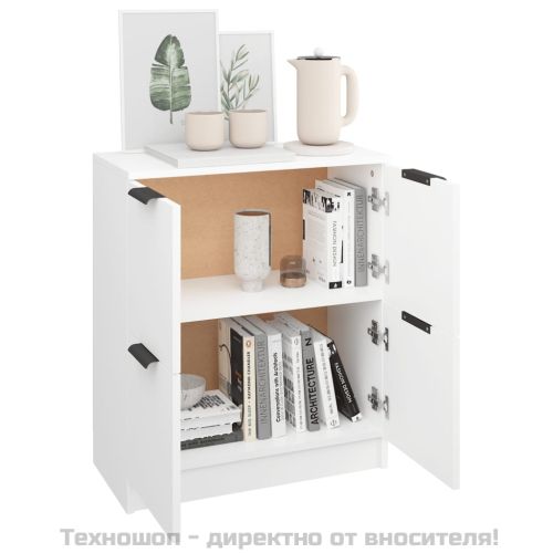 Сайдборд, бял, 60x30x70 см, инженерно дърво