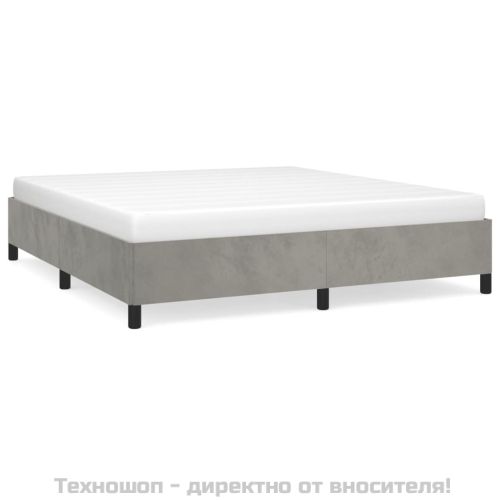 Рамка за легло без матрак, светлосива, 160x200 см, кадифе