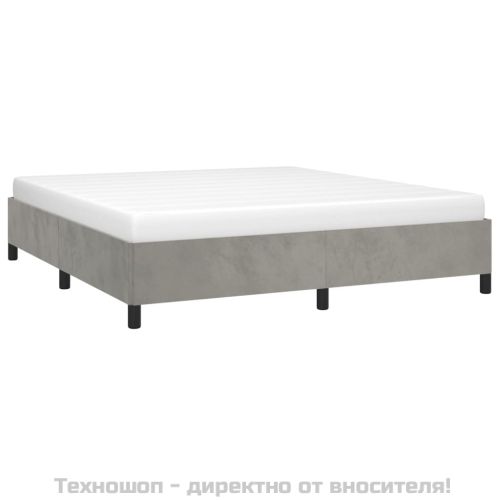 Рамка за легло без матрак, светлосива, 160x200 см, кадифе