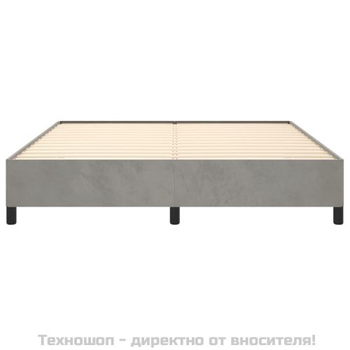 Рамка за легло без матрак, светлосива, 160x200 см, кадифе