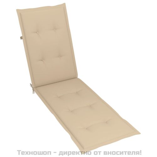 Градински шезлонг, подложка за крака, възглавница, акация масив