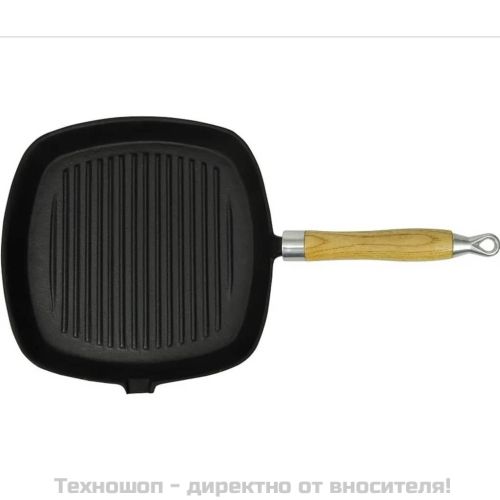 Чугунен грил тиган с дървена дръжка, 20x20 см