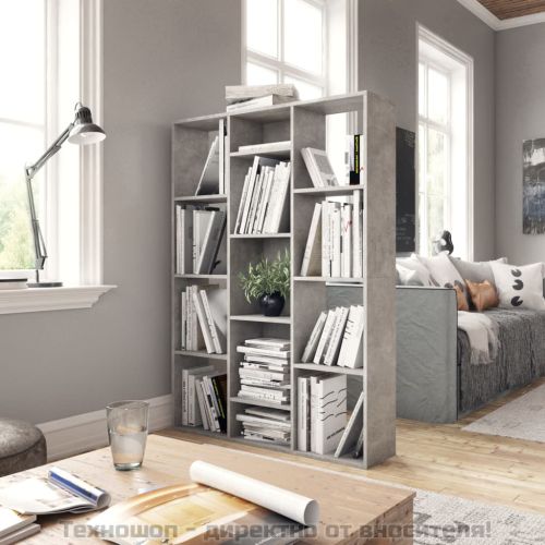 Разделител за стая, бетонно сив, 100x24x140 см, инженерно дърво