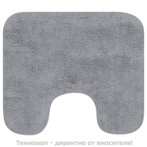 Комплект постелки за баня, 3 бр, текстил, сиви