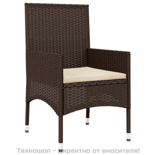 Градински комплект с възглавници, 4 части, кафяв, полиратан