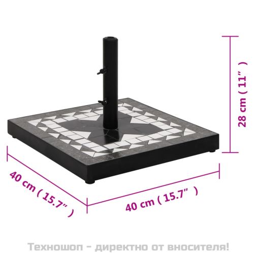 Основа за чадър, черно и бяло, квадратна, 12 кг