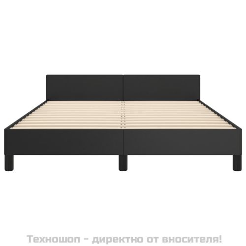 Рамка за легло с табла, черна, 140x200 см, изкуствена кожа