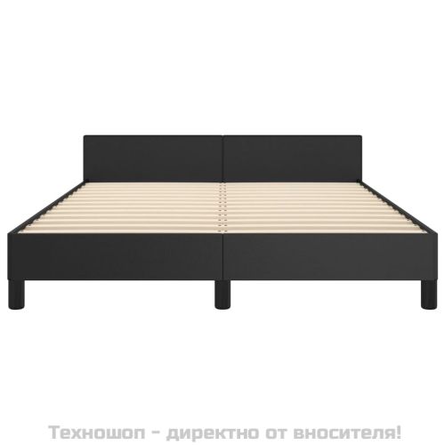 Рамка за легло с табла, черна, 140x190 см изкуствена кожа